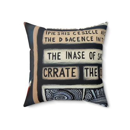 "Intersecting Realities: An Outsider Art Interpretation"- The Alien Spun Polyester Square Pillow Outsider Art