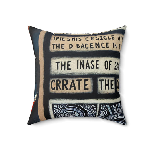 "Intersecting Realities: An Outsider Art Interpretation"- The Alien Spun Polyester Square Pillow Outsider Art