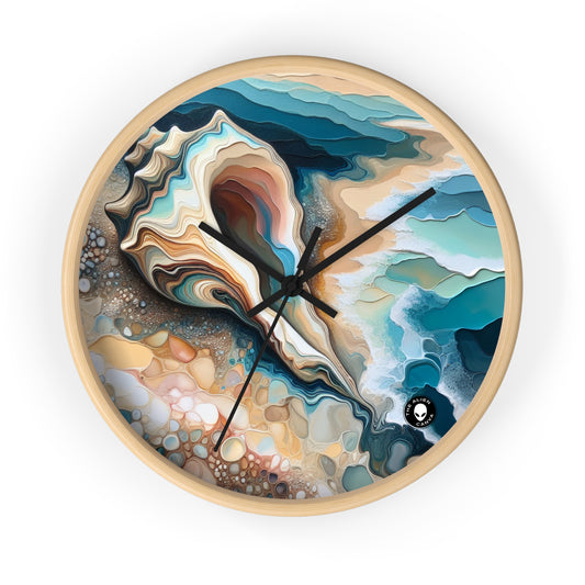 "A Beach View Through a Sea Shell" - The Alien Wall Clock Acrylic Pouring
