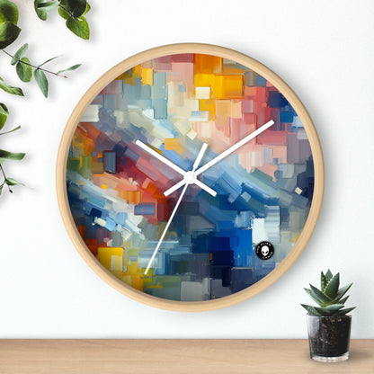 "Atardecer tranquilo: una pintura de campo de color pastel suave" - ​​La pintura de campo de color del reloj de pared alienígena