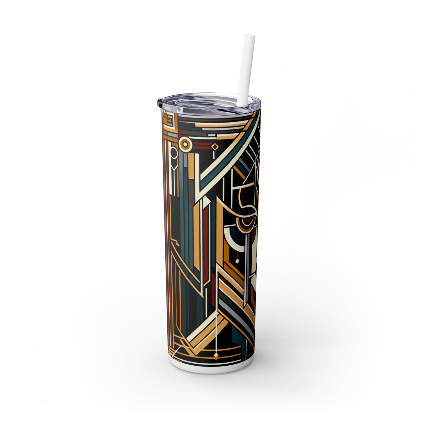 "Glamour & Decadence: A 1920s Art Deco Cocktail Soiree" - The Alien Maars® Skinny Tumbler with Straw 20oz Art Deco