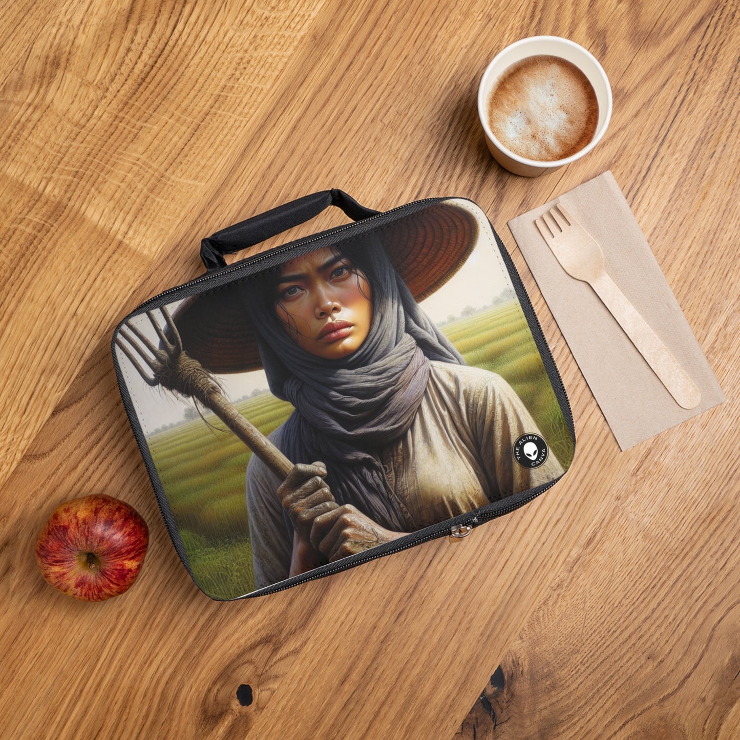 "Farmer in the Fields: A Weathered Reflection" - The Alien Lunch Bag Realism