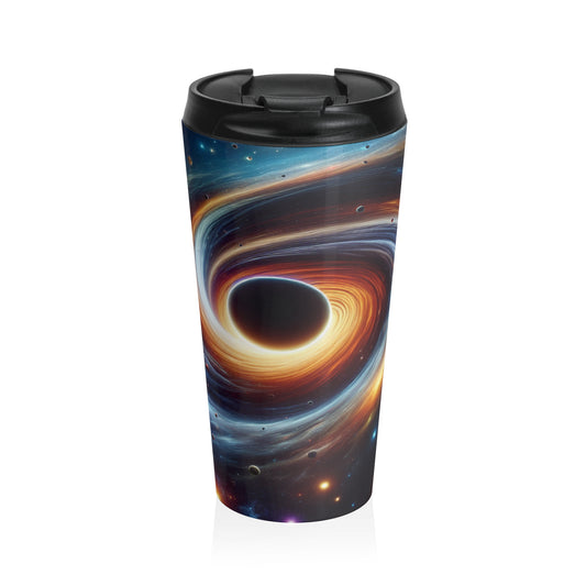 "Vórtice galáctico: la danza colorida de estrellas y planetas" - Taza de viaje de acero inoxidable de The Alien