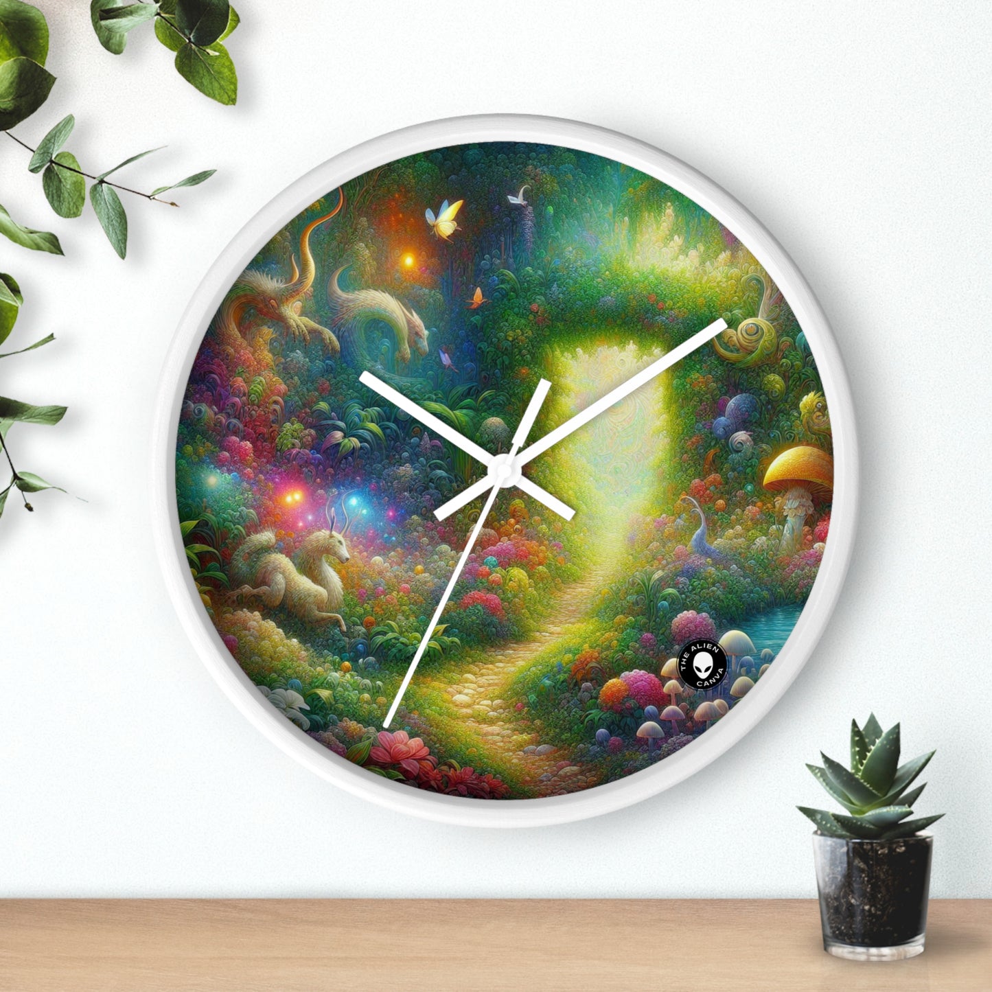 "Jardín Místico del Encanto" - El Reloj de Pared Extraterrestre