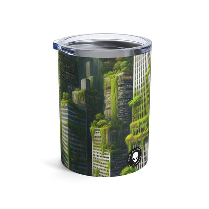 « La résurgence de la nature : un paysage urbain futuriste » - Le verre Alien Tumbler 10oz