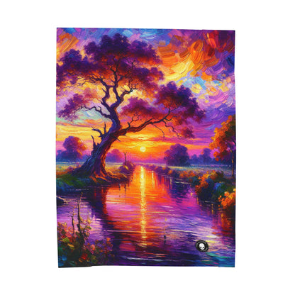 "Boulevards of Illumination: A Vibrant Post-Impressionist Cityscape" - The Alien Velveteen Plush Blanket Post-Impressionism