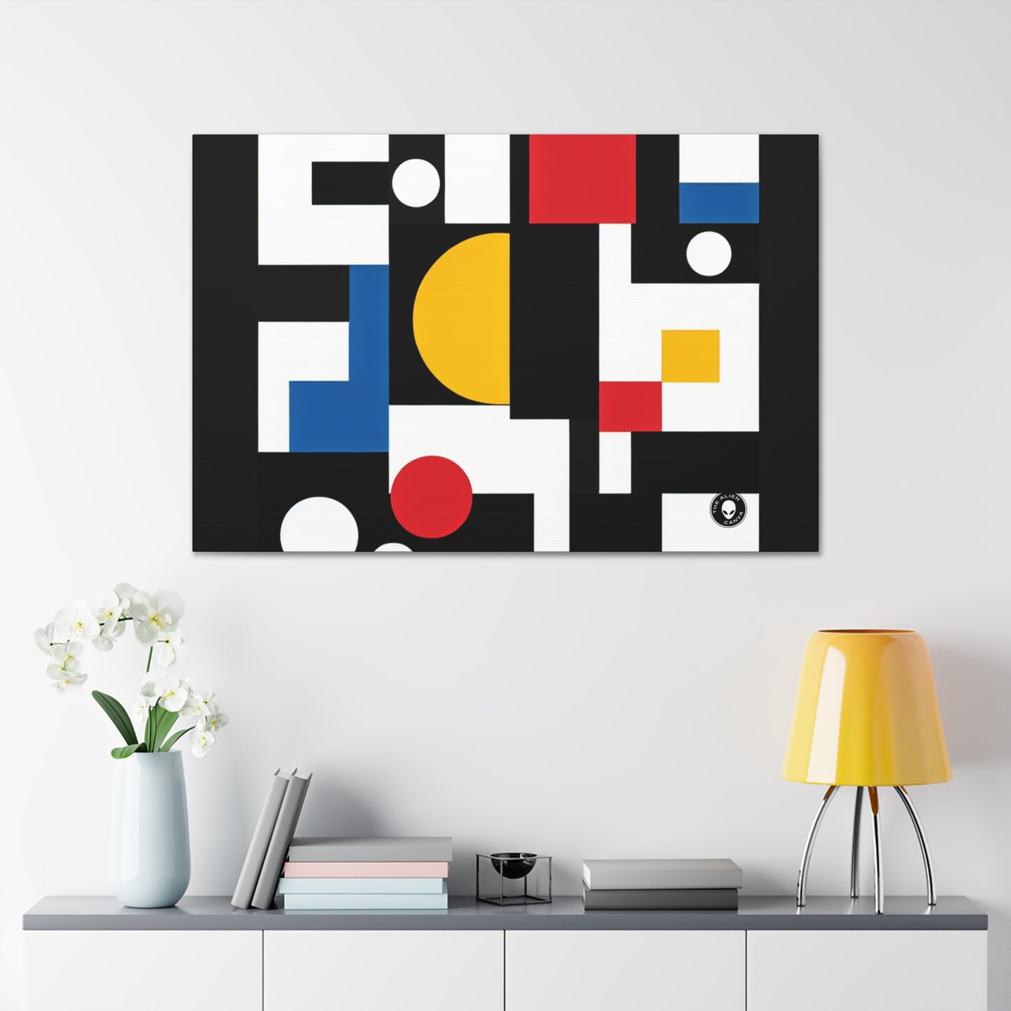 "Suprematic Harmony: Exploring Geometric Composition with Bold Colors" - The Alien Canva Suprematism