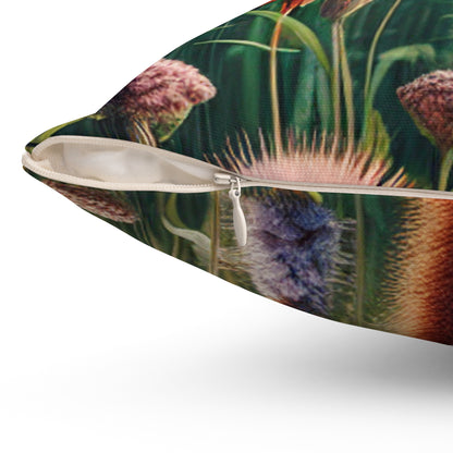 "A Monarch in Wildflower Meadow" - The Alien Spun Polyester Square Pillow Realism Style