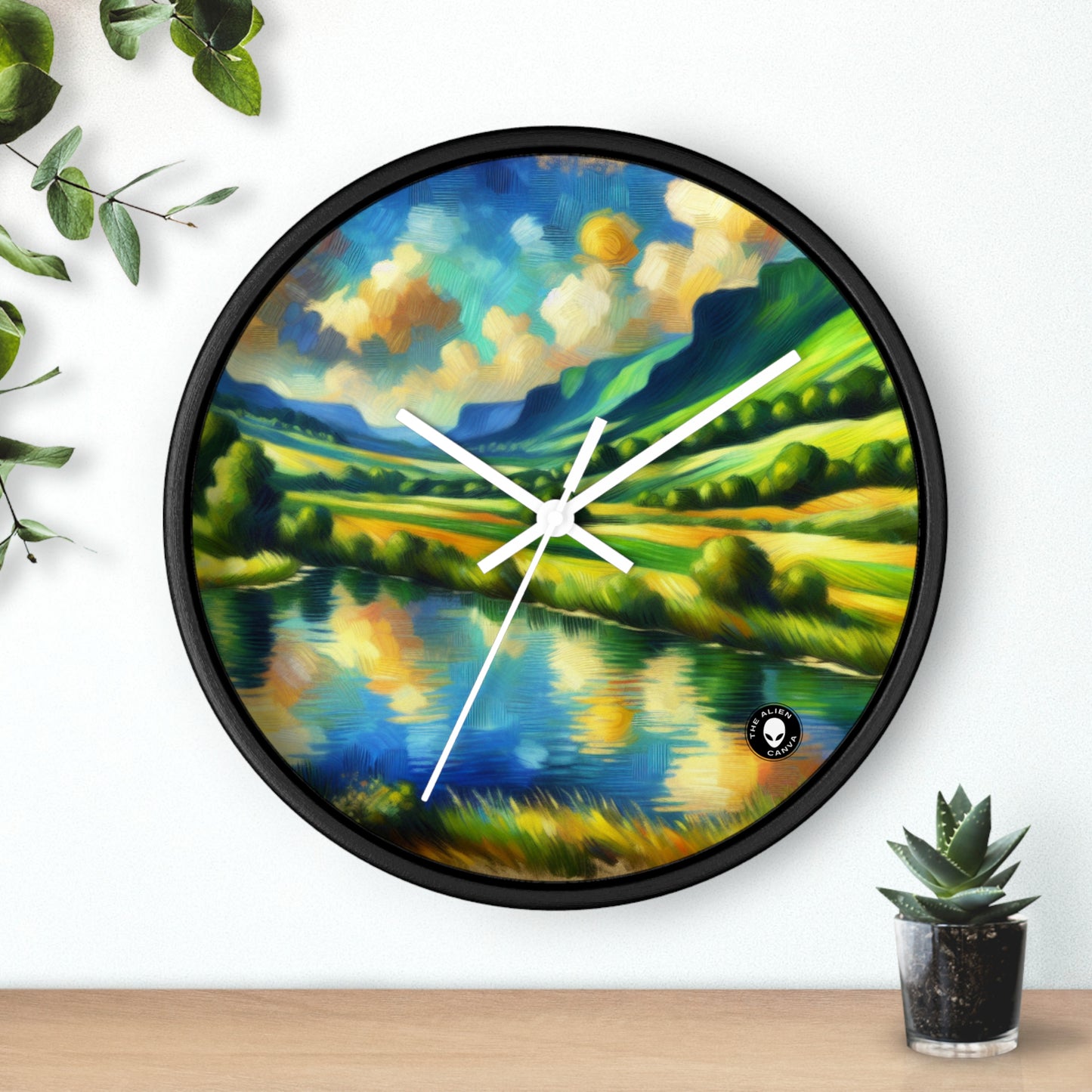 "Sérénité au coucher du soleil : une prairie impressionniste" - L'horloge murale Alien Impressionnisme