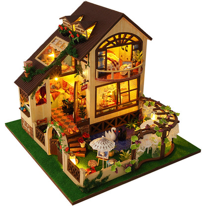 Modèles miniatures créatifs de petits jouets de maison en bois