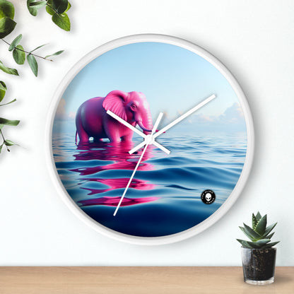 "The Pink Elephant in the Deep Blue Sea" - The Alien Wall Clock A pink elefant floating in the ocean