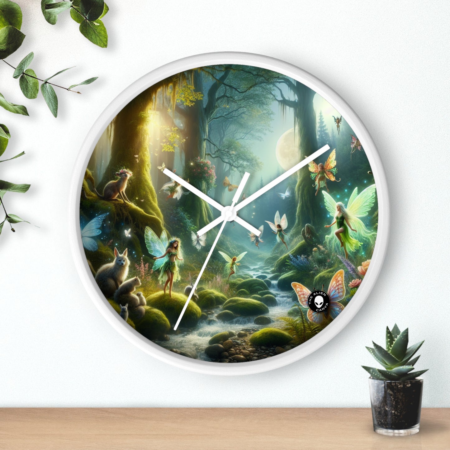 "Forêt enchantée au clair de lune" - L'horloge murale extraterrestre