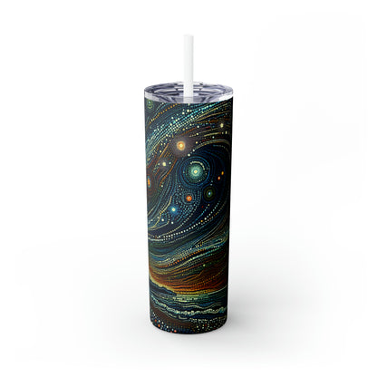 "Starry Dots: A Celestial Mosaic" - The Alien Maars® Skinny Tumbler with Straw 20oz Pointillism