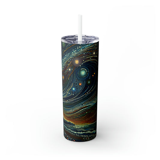 "Starry Dots: A Celestial Mosaic" - Vaso delgado con pajita de Alien Maars®, puntillismo de 20 oz