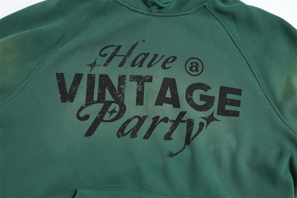 Street Letters Printed Velvet Padded Hooded Sweatshirt Autumn And Winter