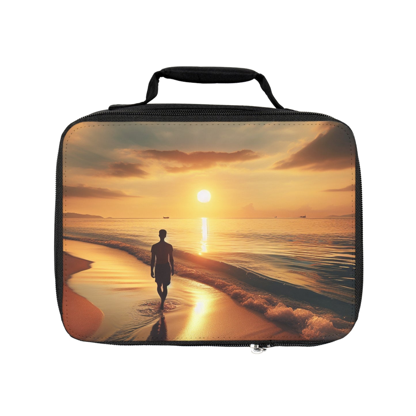 "Un paseo por la playa al atardecer" - La bolsa de almuerzo alienígena estilo fotorrealismo