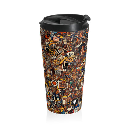 "Dadaist Delirium: A Chaotic Collage Adventure" - The Alien Stainless Steel Travel Mug Dadaism