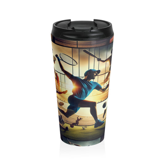 "Sports Synthesis: A Video Art Piece" - The Alien Stainless Steel Travel Mug Video Art Style