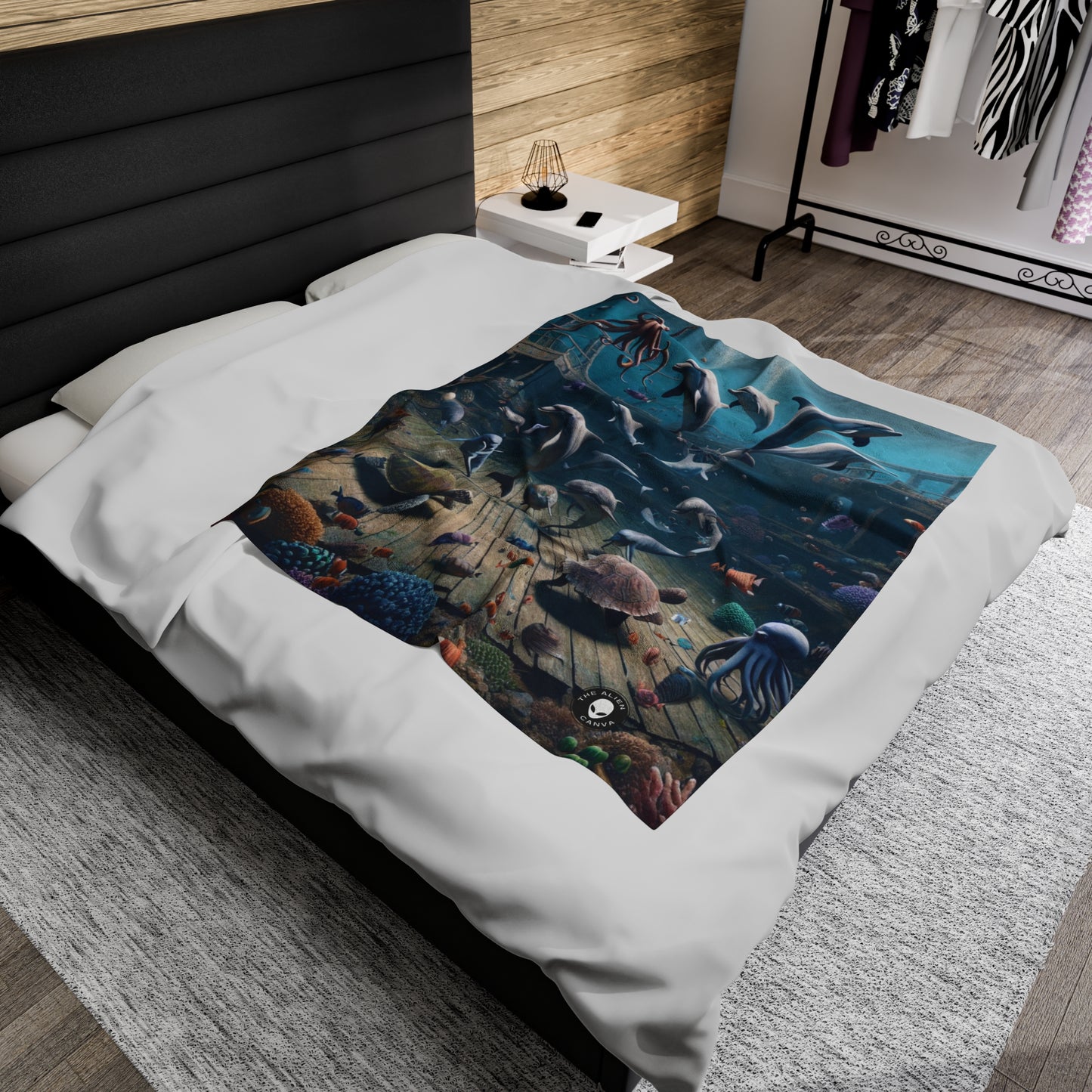 "Shipwreck Soiree: An Underwater Dance Party" - The Alien Velveteen Plush Blanket