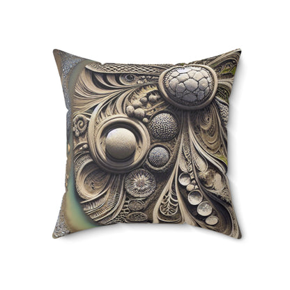 "Sandy Symphony: A Colorful Stone Mosaic on the Beach"- The Alien Spun Polyester Square Pillow Land Art