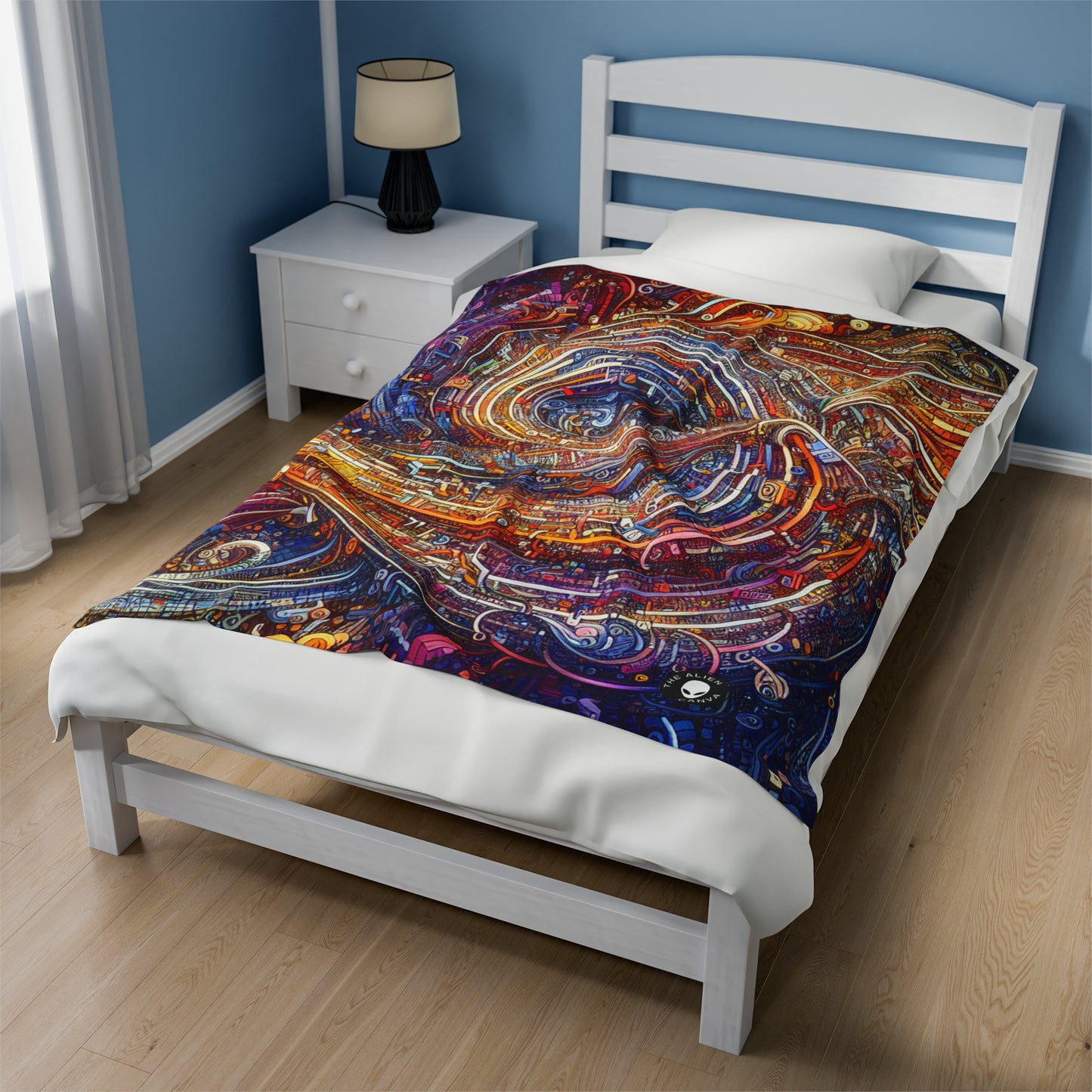 'Cyber Journeys' - The Alien Velveteen Plush Blanket Digital Art