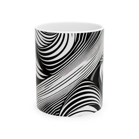 "Movimiento incorporado: exploración de la ilusión dinámica a través del arte óptico" - The Alien Ceramic Mug 11oz Op Art