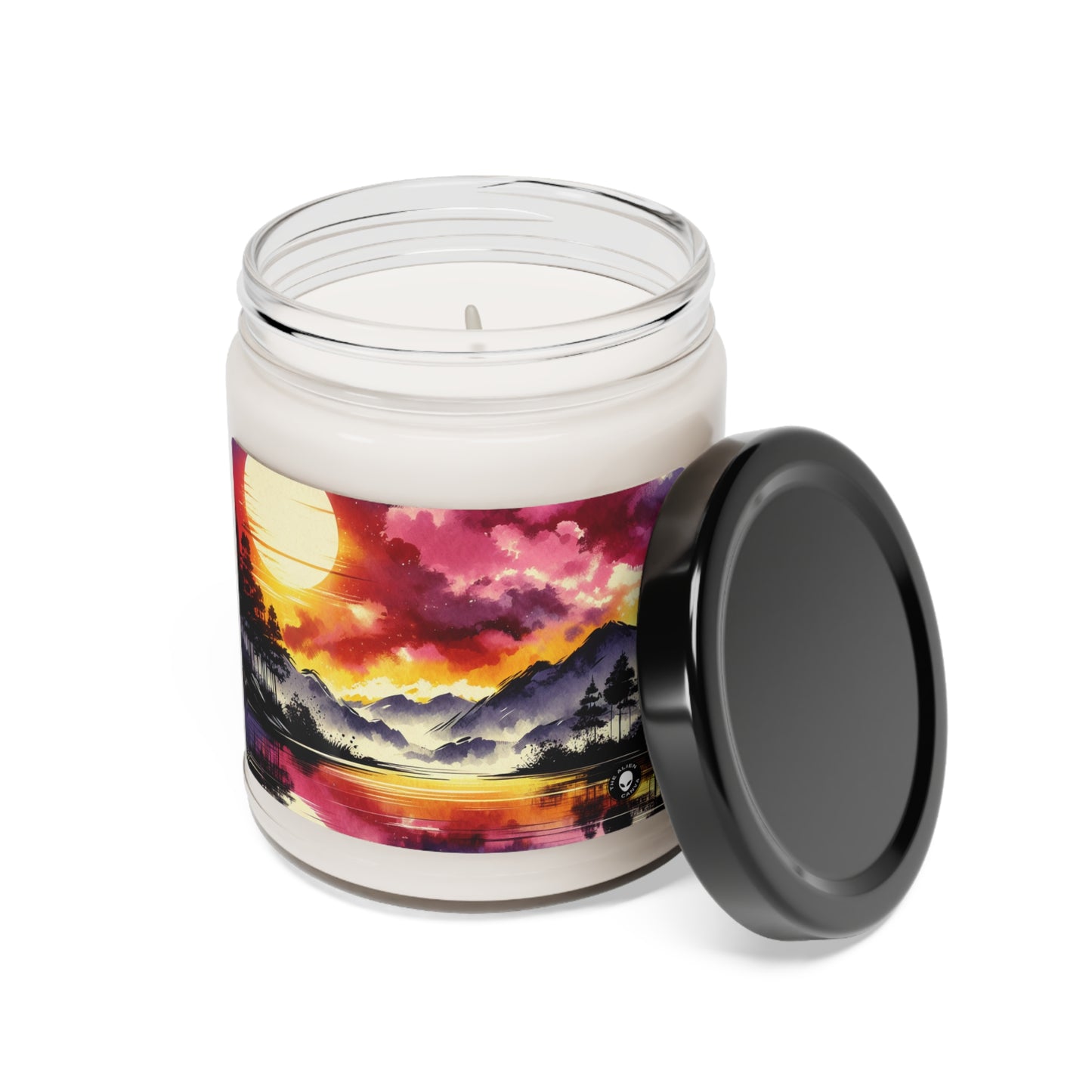 "A Pastel Sunset Symphony" - La bougie de soja parfumée Alien 9oz Peinture à l'encre