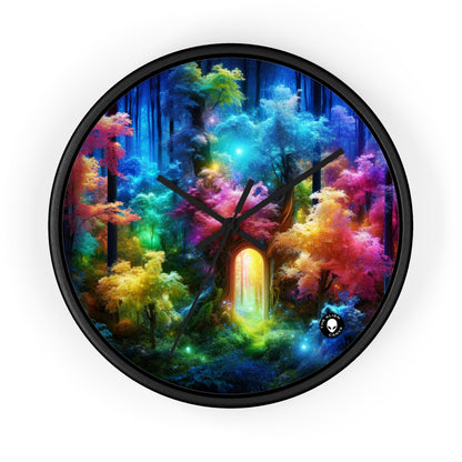 "Enchanted Rainbow Forest: Gateway to the Unseen Realm" - The Alien Wall Clock