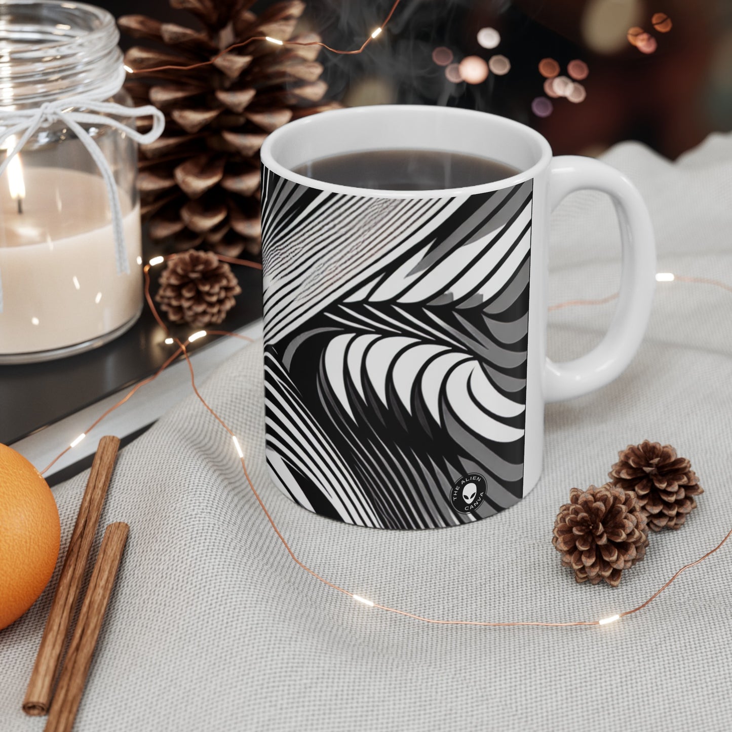 "Motion Embodied: Exploring Dynamic Illusion through Op Art" - The Alien Ceramic Mug 11oz Op Art