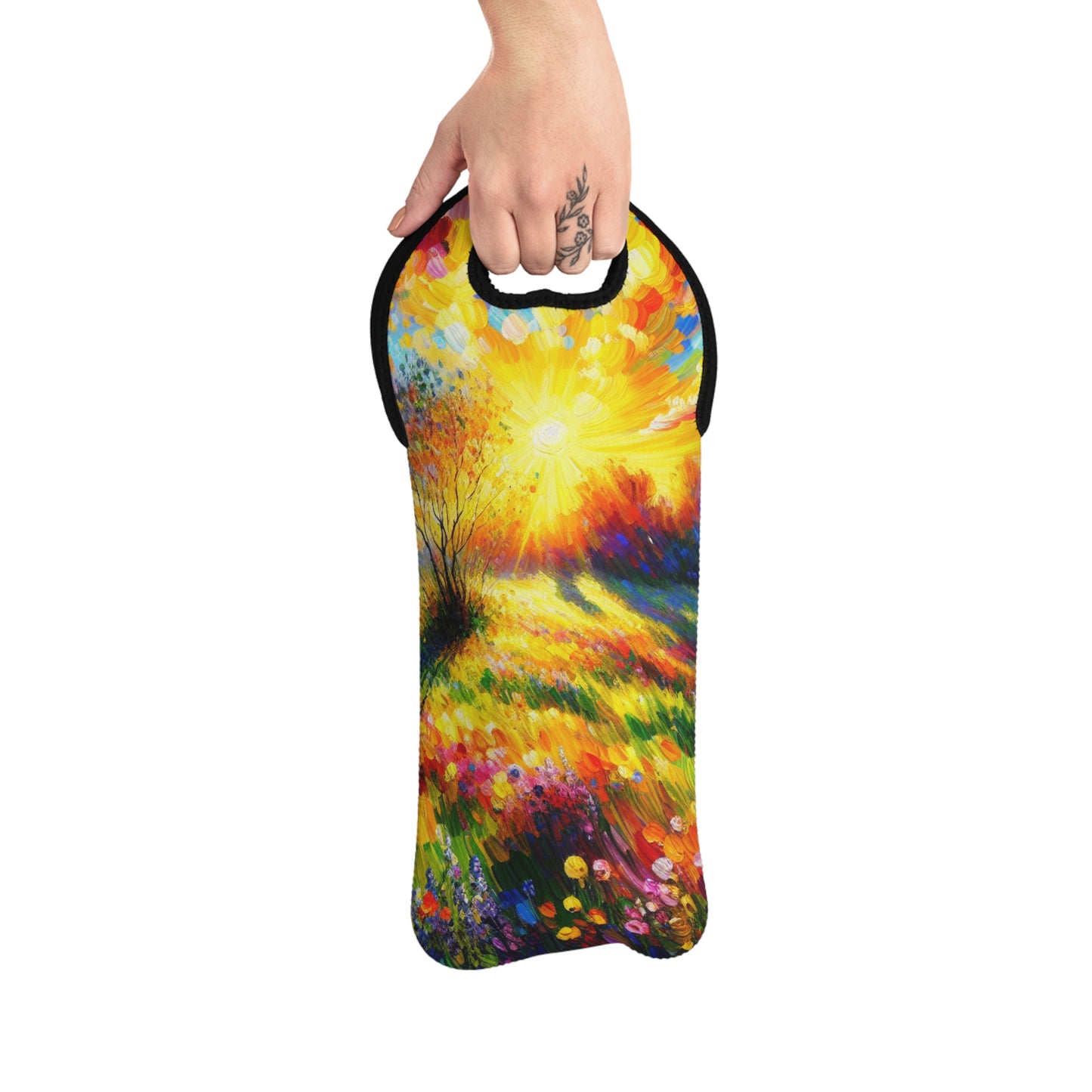 "Vibrant Springtime Sky" - La bolsa de asas de vino alienígena estilo fauvismo