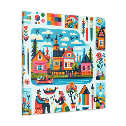 "Whimsical Village: A Folk Art Fairytale" - The Alien Canva Folk Art