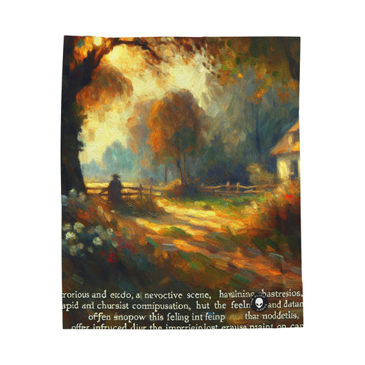 "Sunset Serenity: Impressionist Garden Painting" - The Alien Velveteen Plush Blanket Impressionism