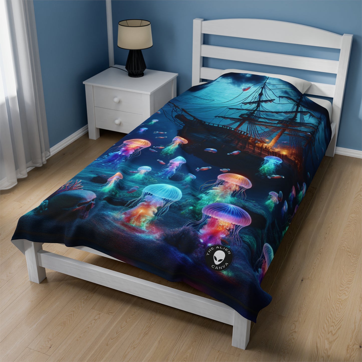 "Glowing Jellyfish Paradise: A Dreamy Underwater Adventure" - The Alien Velveteen Plush Blanket