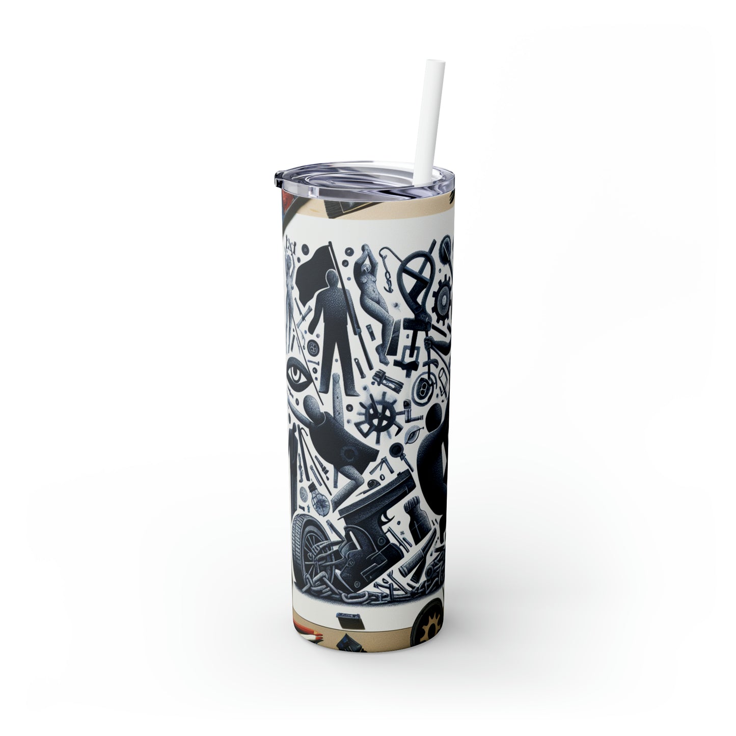 "Power Struggle: A Celebration of Resistance" - The Alien Maars® Skinny Tumbler with Straw 20oz Transgressive Art