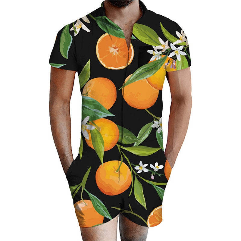 Printed men's jumpsuit suit