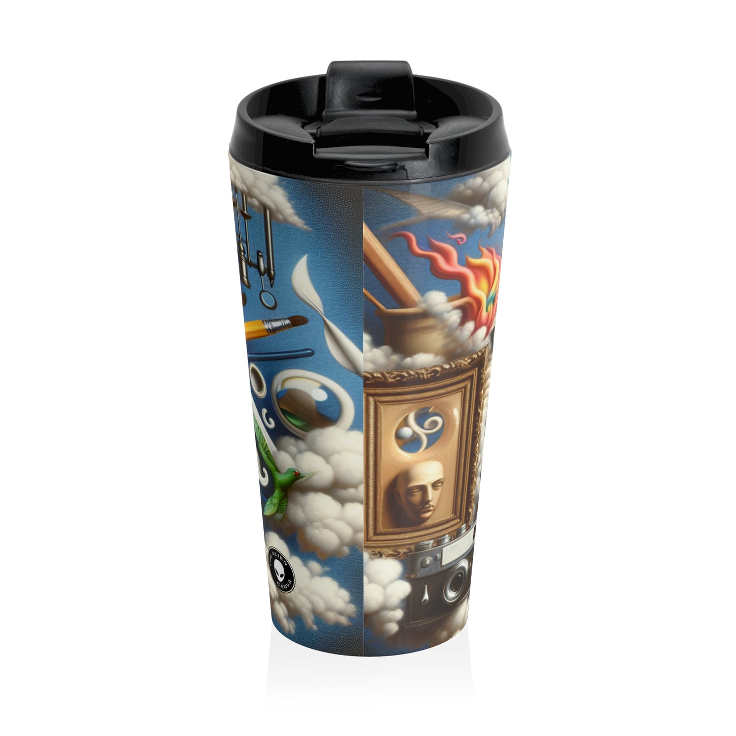 "Temporal Meltdown: Surreal Landscape" - The Alien Stainless Steel Travel Mug Surrealism