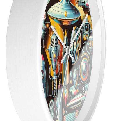 "Neon Deco: A Retro-Futuristic Utopia" - The Alien Wall Clock Retro-futurism