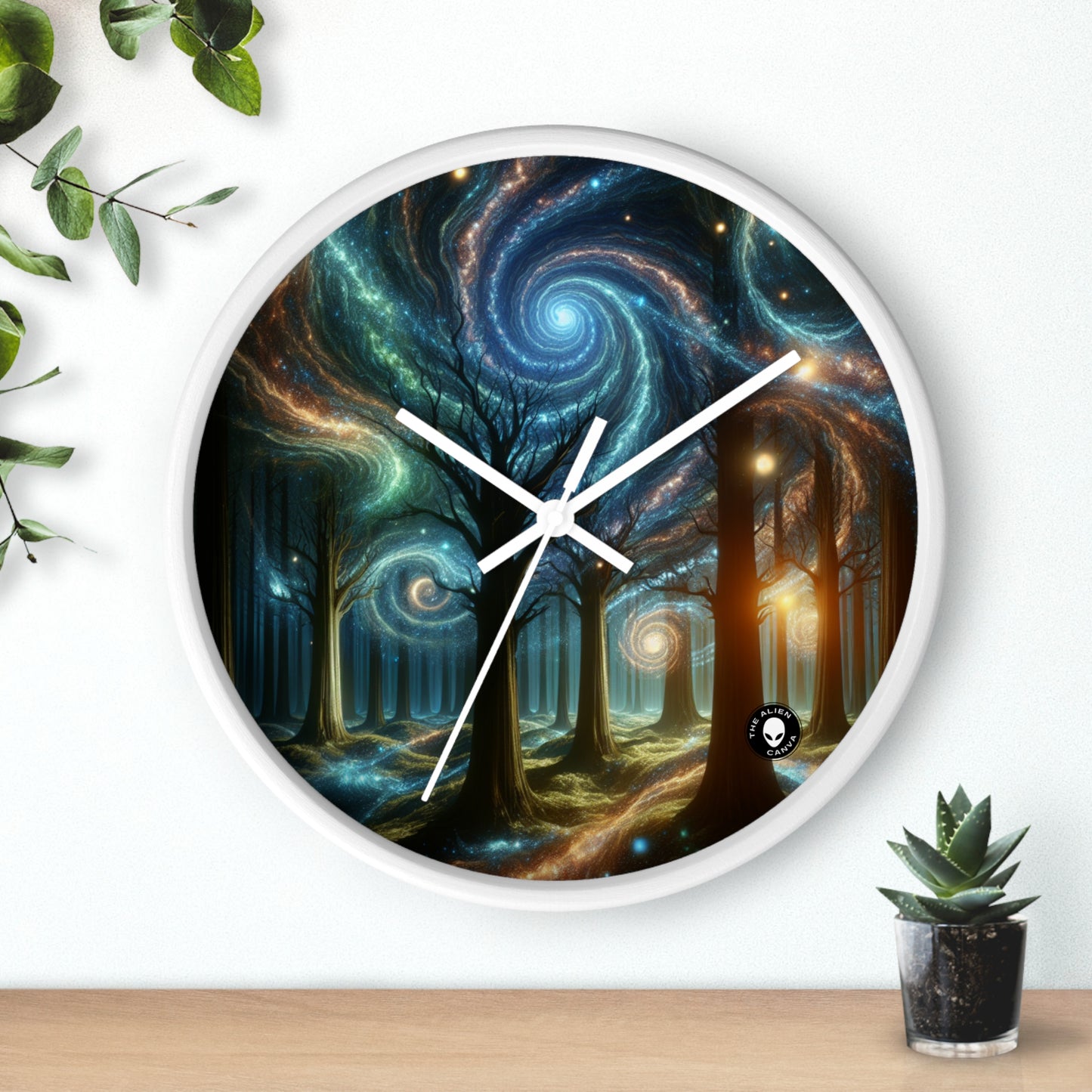 "Bois Galactiques : Un Paysage Onirique Céleste" - L'Horloge Murale Alien