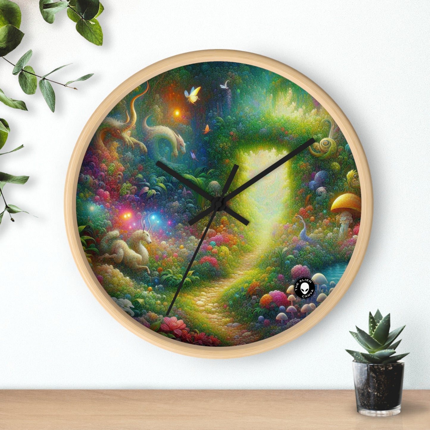 "Mystical Garden of Enchantment" - The Alien Wall Clock