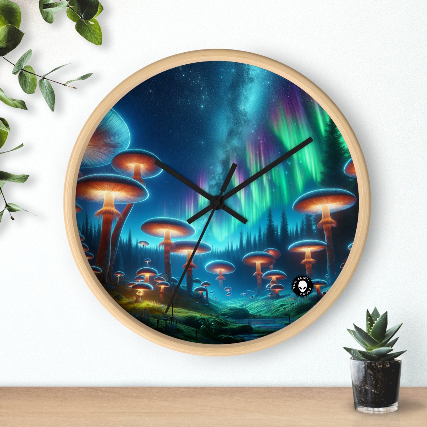 "Forêt de champignons enchantée" - L'horloge murale extraterrestre