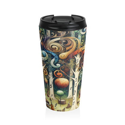 "Encantamiento melódico: El bosque instrumental" - Taza de viaje de acero inoxidable The Alien