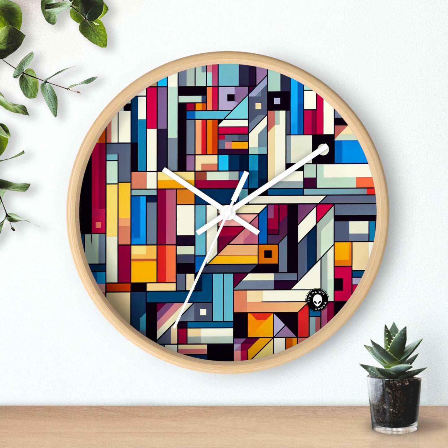 "Paisaje urbano futurista: una percepción geométrica": la pintura de borde duro del reloj de pared alienígena