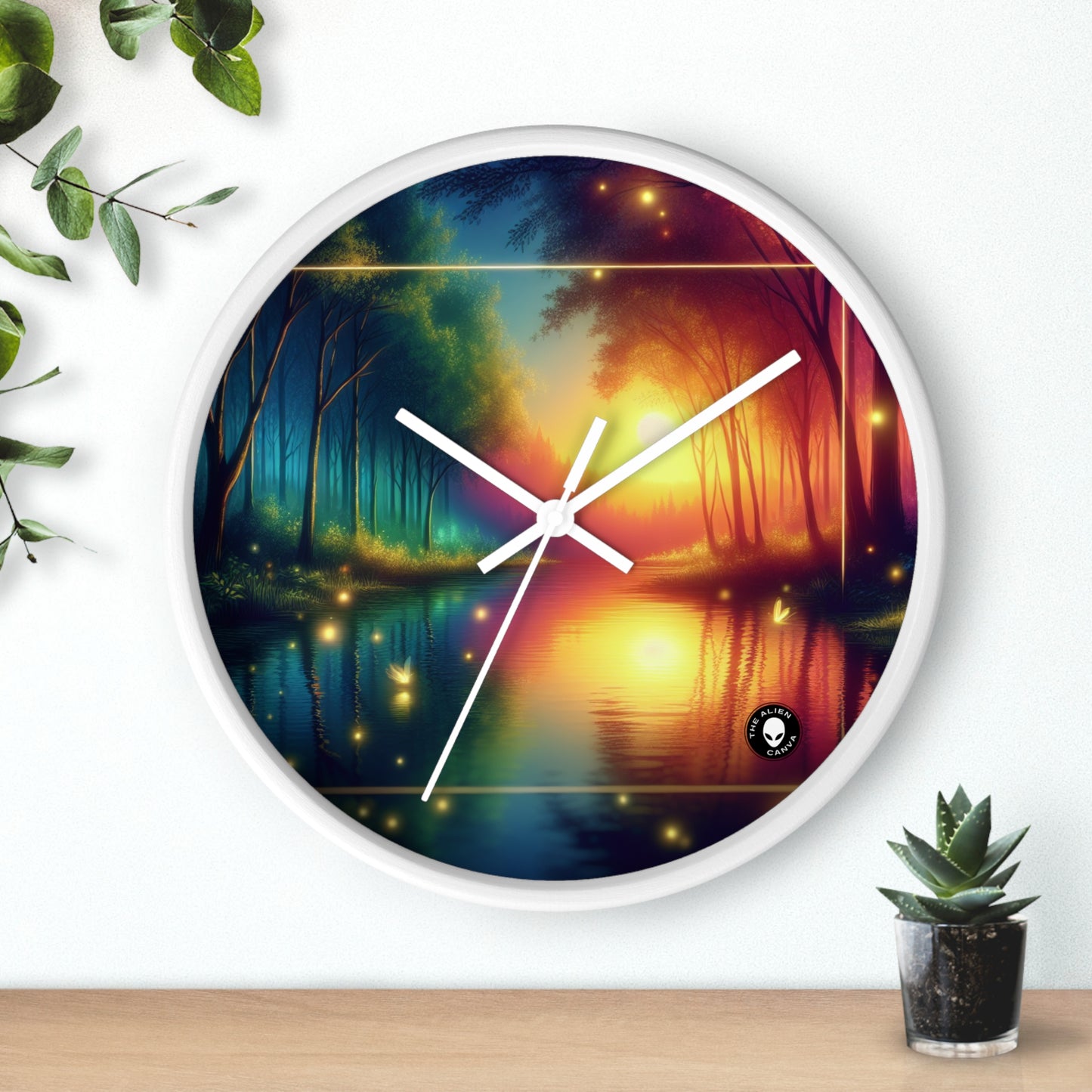 "Dusk Enchantment: A Magical Forest Scene" - The Alien Wall Clock