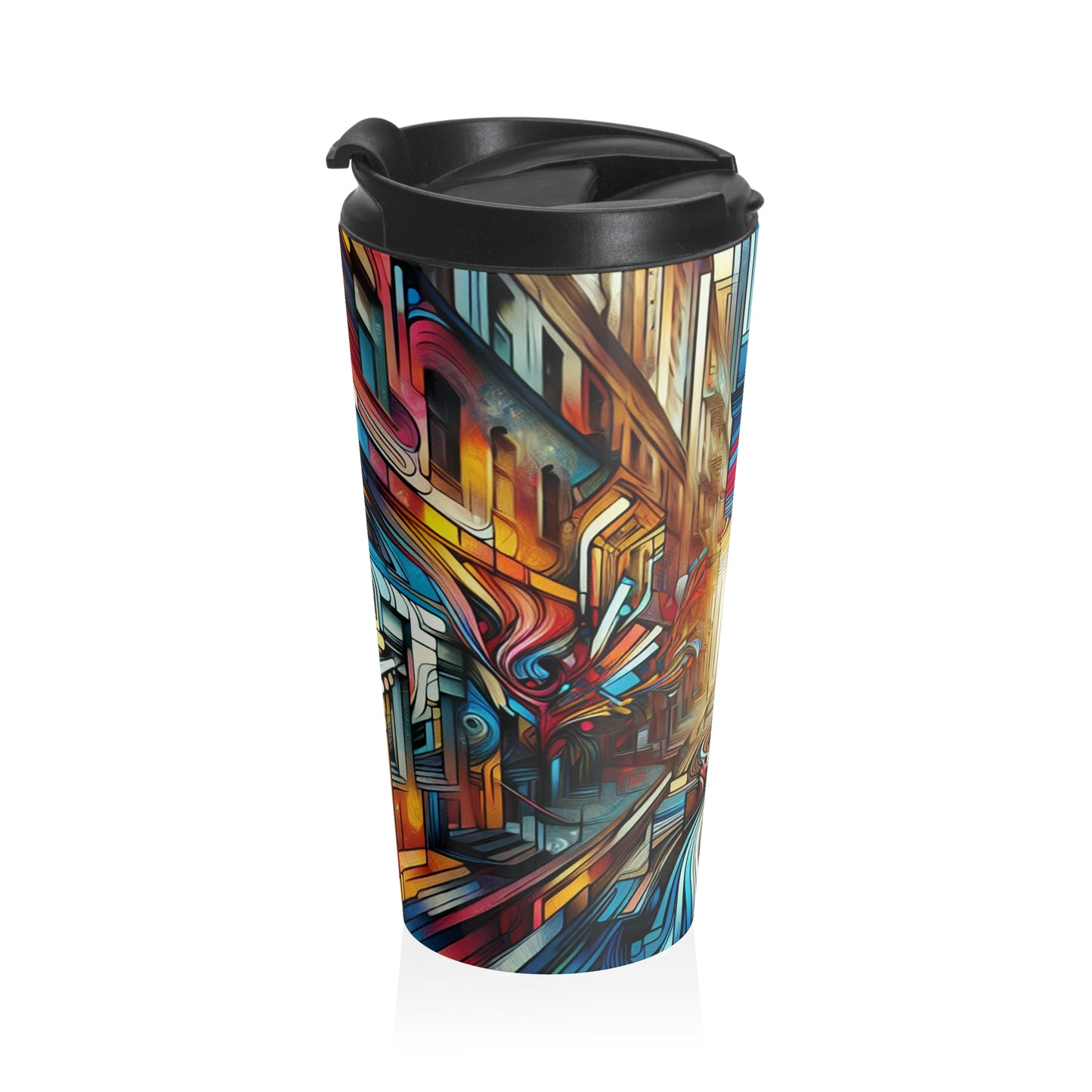 "Urban Ecosystem: A Graffiti Fusion" - The Alien Stainless Steel Travel Mug Graffiti Art