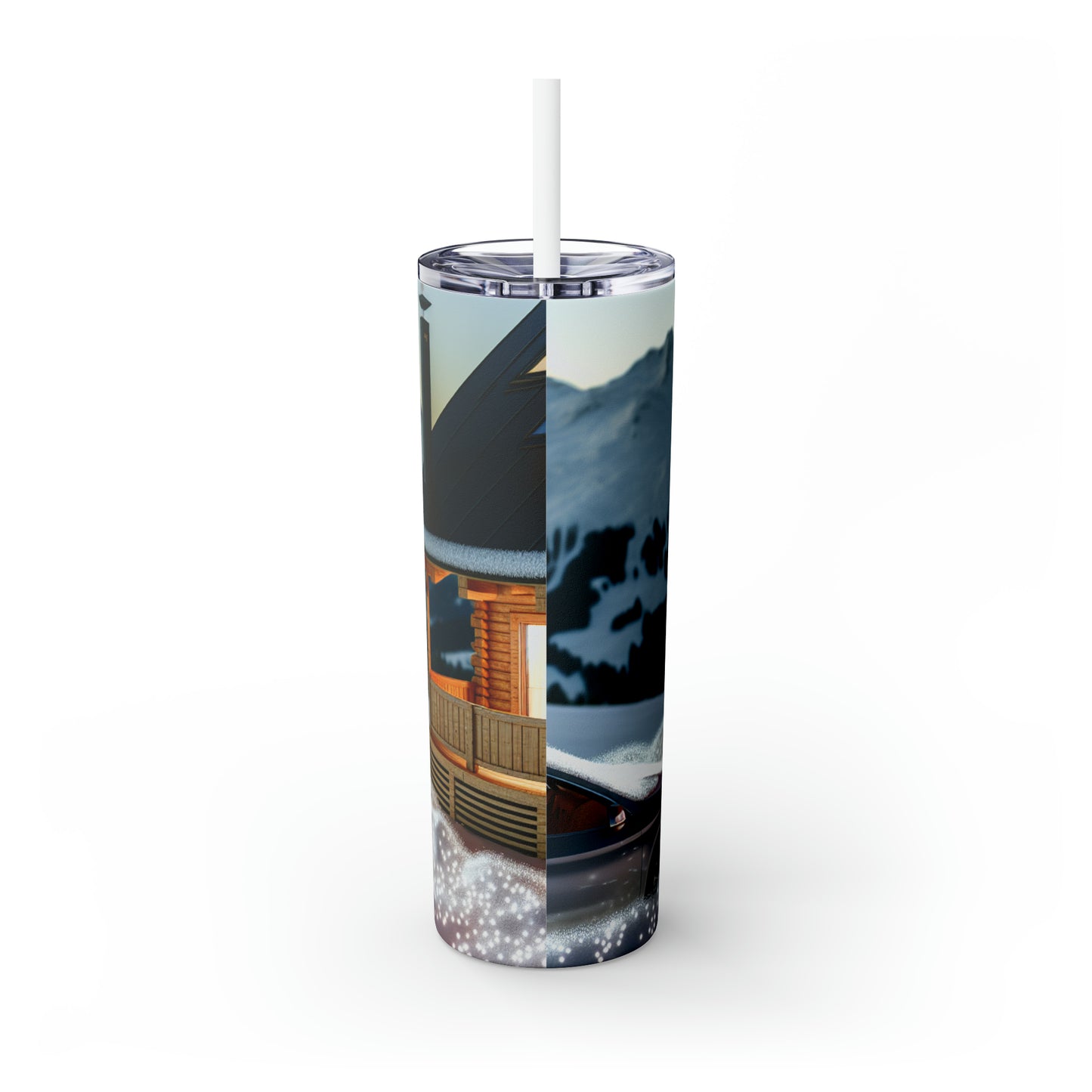"Winter Hideaway" - Vaso delgado con pajita de Alien Maars® de 20 oz estilo fotorrealista