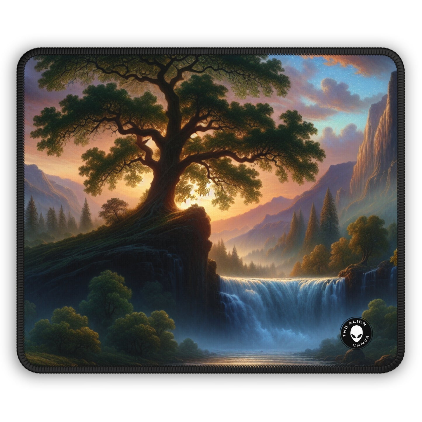 "El abrazo de la tormenta: un paisaje romántico" - The Alien Gaming Mouse Pad Romanticismo