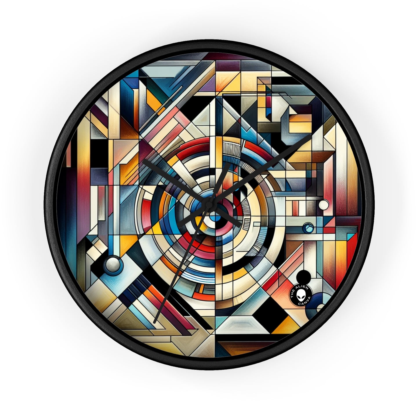 "City Lights: Geometric Nightfall" - The Alien Wall Clock Geometric Abstraction