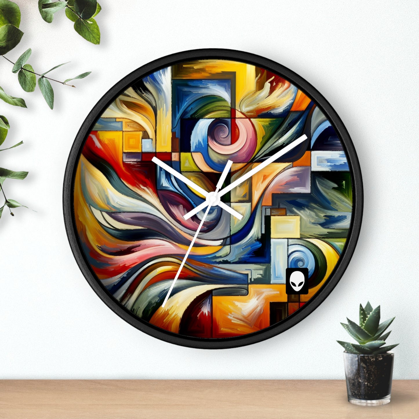 "Une tension de formes" - L'horloge murale Alien de style expressionnisme abstrait