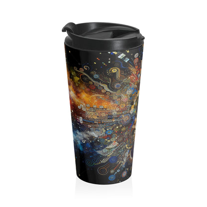 "Arte corporal de la noche estrellada: colores vivos y trazos arremolinados" - The Alien Taza de viaje de acero inoxidable Body Art