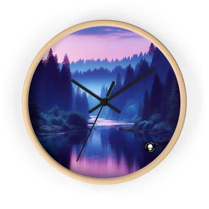 "Twilight Tranquility: Forest River Reflections" - The Alien Wall Clock